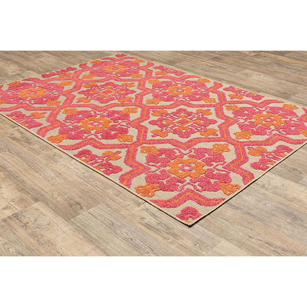 Oriental Weavers Cayman 2541V 9&#39;10&quot; x 12&#39;10&quot; Sand and Pink Area Rug, , large