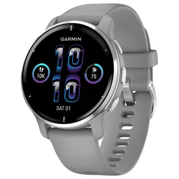 Garmin Venu 2 Plus Smartwatch in Silver Stainless Steel Bezel with Powder Gray Case and Silicone Band, , large