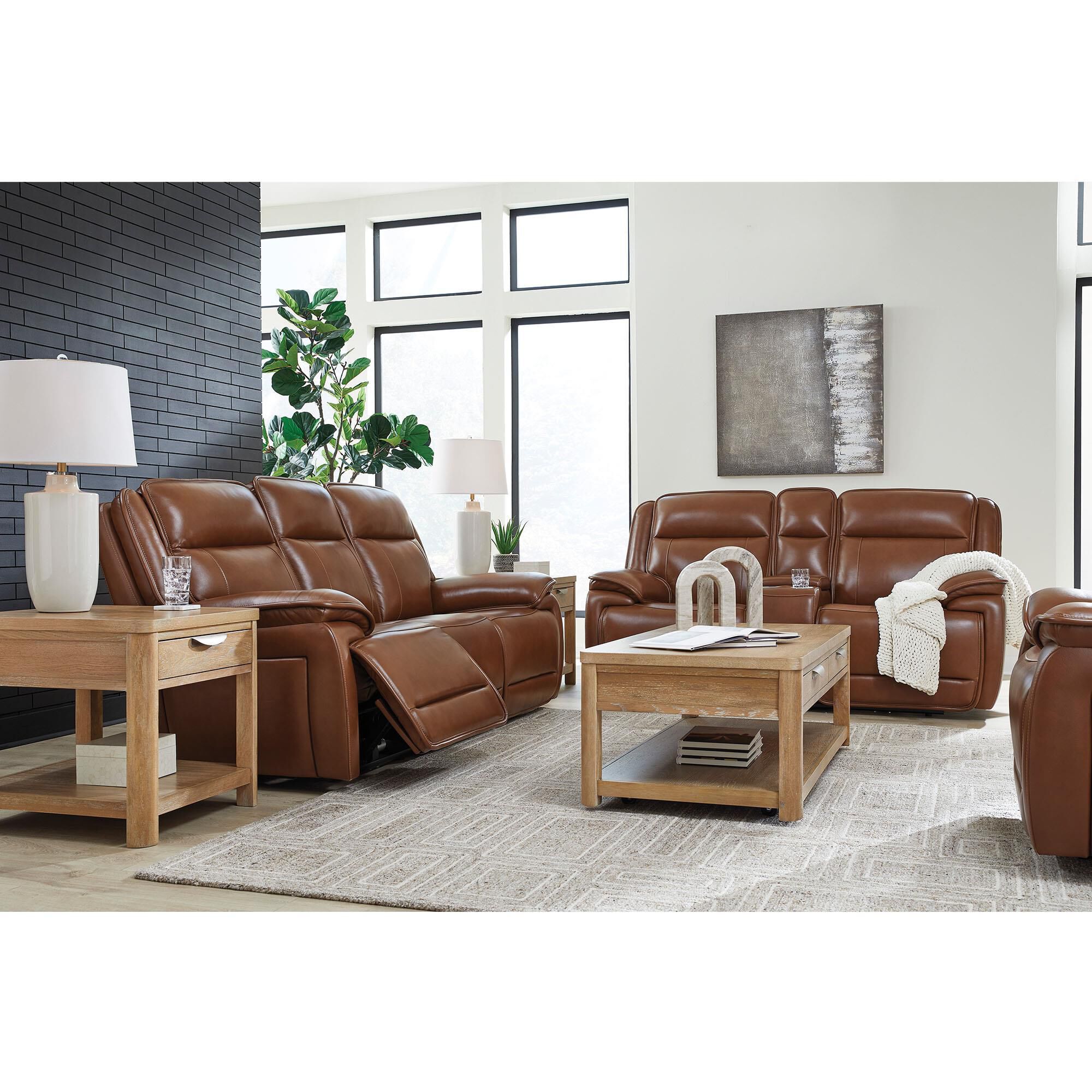 Ashley Healy Pier Power Reclining Sofa in Chocolate