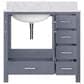 Lexora Home Jacques 36" Left Offset Single Bathroom Vanity in Dark Grey with 2 cm White Carrara Marble Top and Rectangular Sink, , large