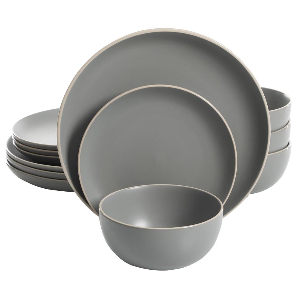 Gibson Home Rockaway 12-Piece Dinnerware Set in Matte Grey, , large