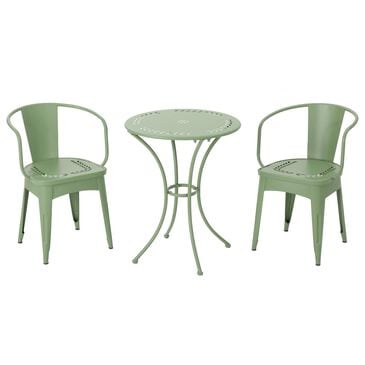 Hearth and Haven Lourdes 3-Piece Iron Bistro Set in Green, , large