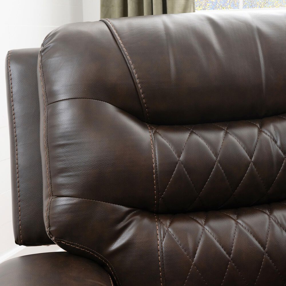 Linon Home Decor Barrett Power Glider Recliner in Rich Brown, , large