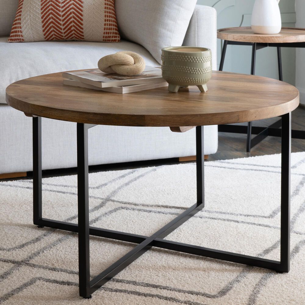 Linon Home Decor Evanston Coffee Table in Natural and Black, , large