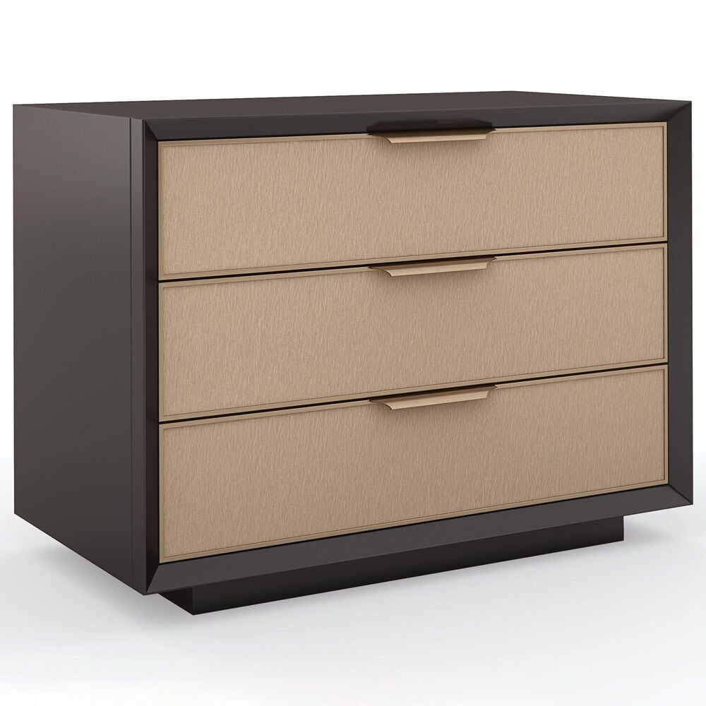Schnadig Triple Wrap 3-Drawer Nightstand in Dark Chocolate and Champagne Gold, , large