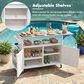 Hearth and Haven Outdoor Kitchen Island Cart with Adjustable Shelves and Stainless Steel Top in White, , large