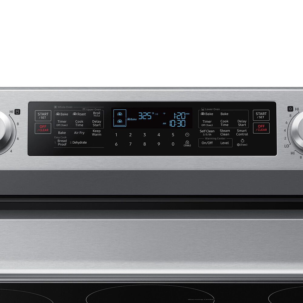 Samsung 2-Piece Kitchen Package with 6.3 Cu. Ft. Freestanding Double Oven Electric Range and Bespoke 2.1 Cu. Ft. Fingerprint Resistant Over-the-Range Microwave in Stainless Steel, , large