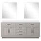 Lexora Home Abbey 80" Double Bathroom Vanity in White Oak with 2 cm White Cultured Marble Top, Rectangular Sinks and 30" Mirrors, , large