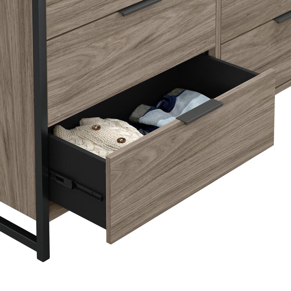 Bush Atria 6-Drawer Dresser in Modern Hickory and Black, , large