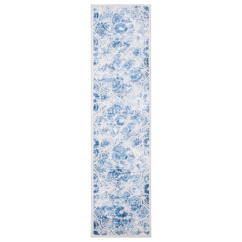 Safavieh Martha Stewart Floral 2" x 8" Cream and Blue Runner, , large