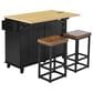 HOMLUX Farmhouse Kitchen Island with Drop Leaf and 2 Stools in Black, Natural and Rustic Brown, , large
