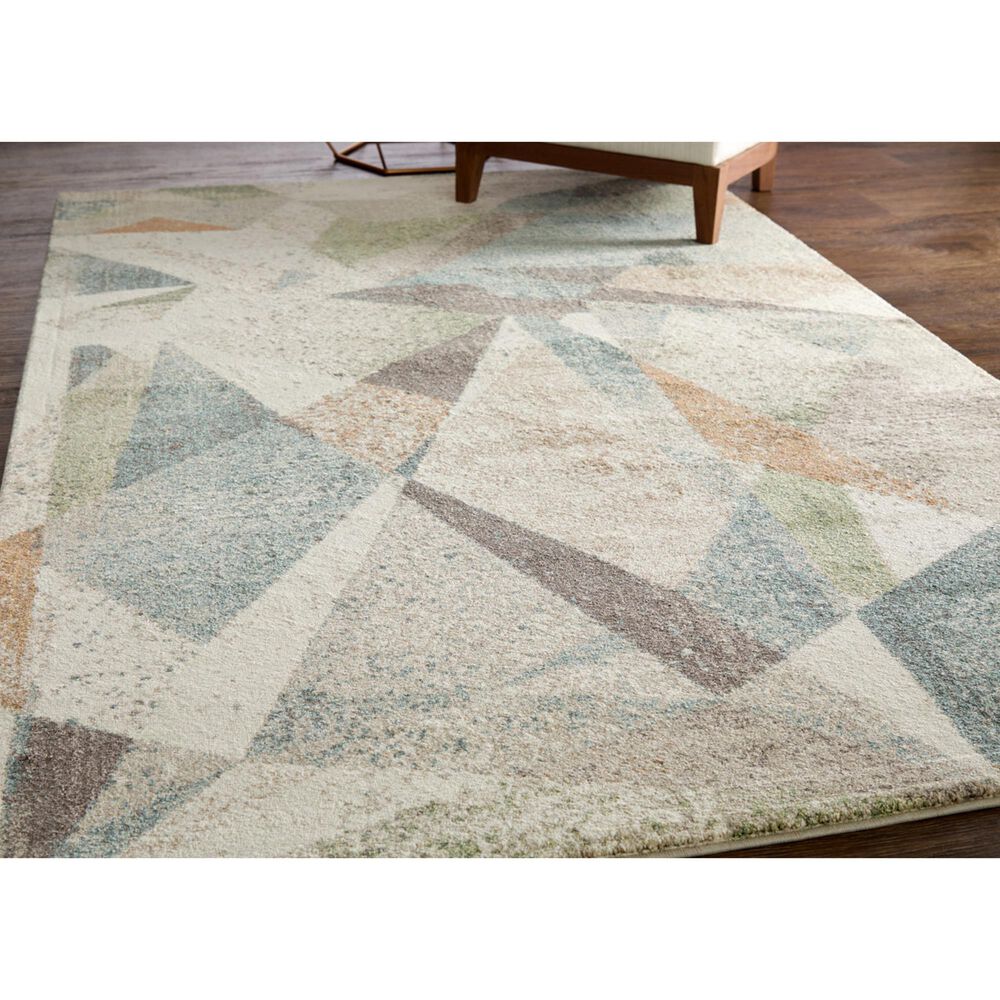 Feizy Eden Geometric Ivory and Multicolor 5&#39; x 7&#39;6&quot; Area Rug, , large
