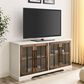 Walker Edison Abigail 58" TV Stand in Brushed White/Rustic Oak, , large