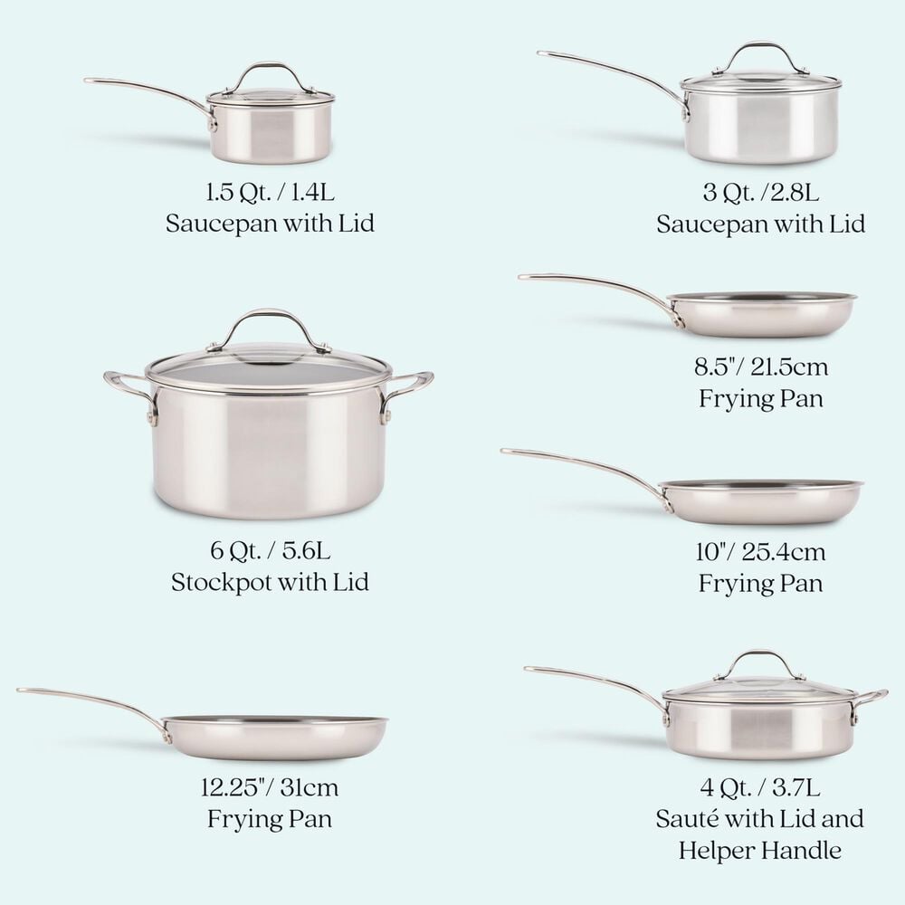 Anolon 11-Piece Nonstick Ceramic Cookware Set in Stainless Steel, , large