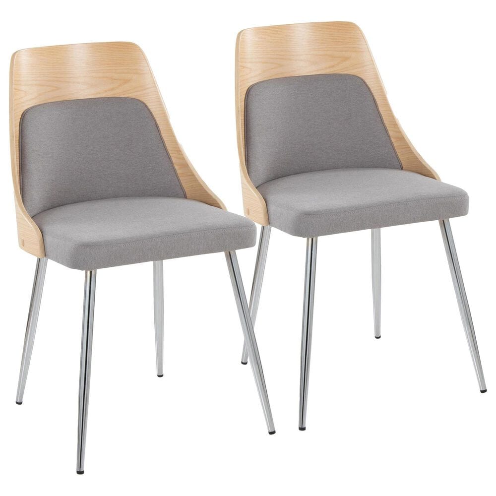 Lumisource Anabelle Side Chair with Grey Cushion in Chrome and Natural (Set of 2), , large