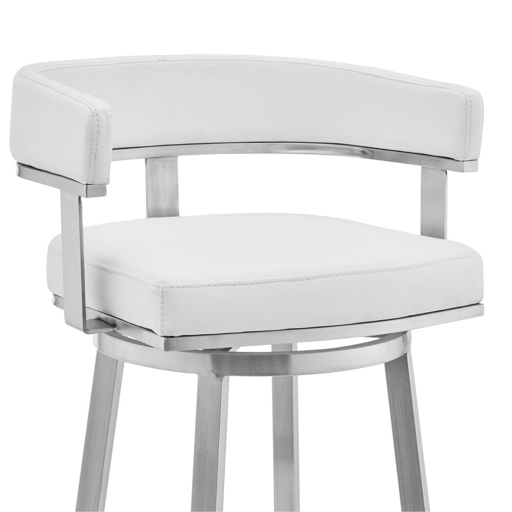 Blue River Lorin 26&quot; Swivel Counter Stool with White Cushion in Stainless Steel, , large