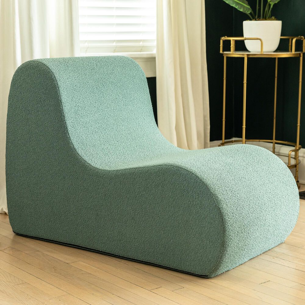 Jaxx Uptown Modern Armless Accent Chair in Boucle Green, , large