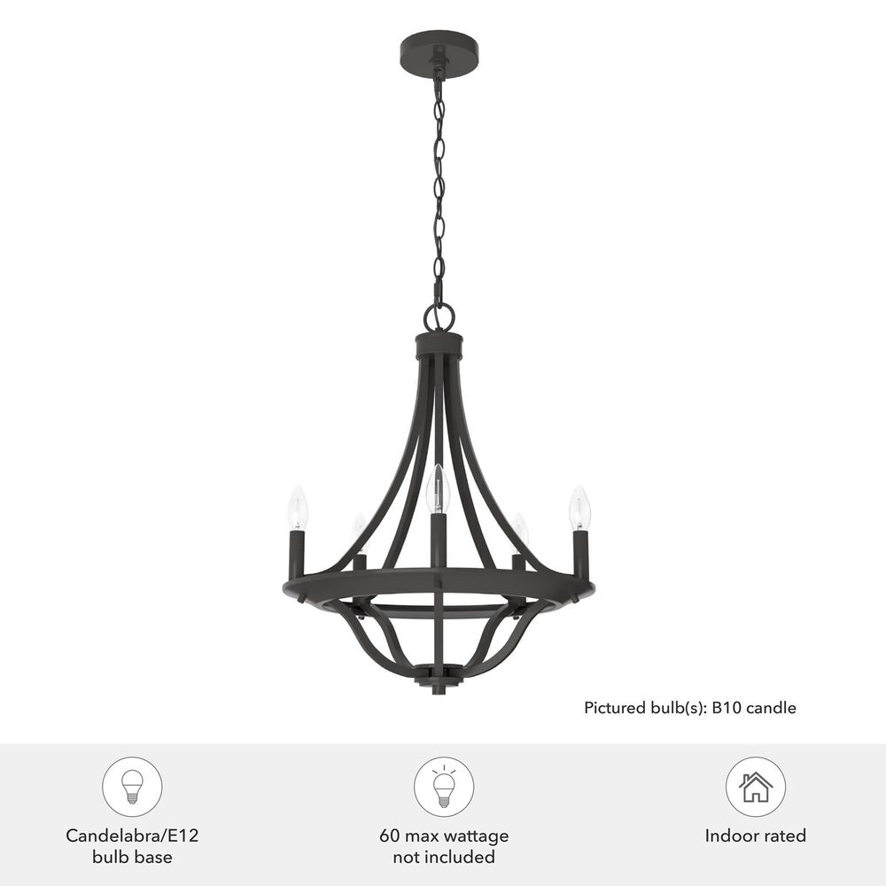 Hunter Perch Point 18&quot; 5-Light Chandelier in Noble Bronze, , large