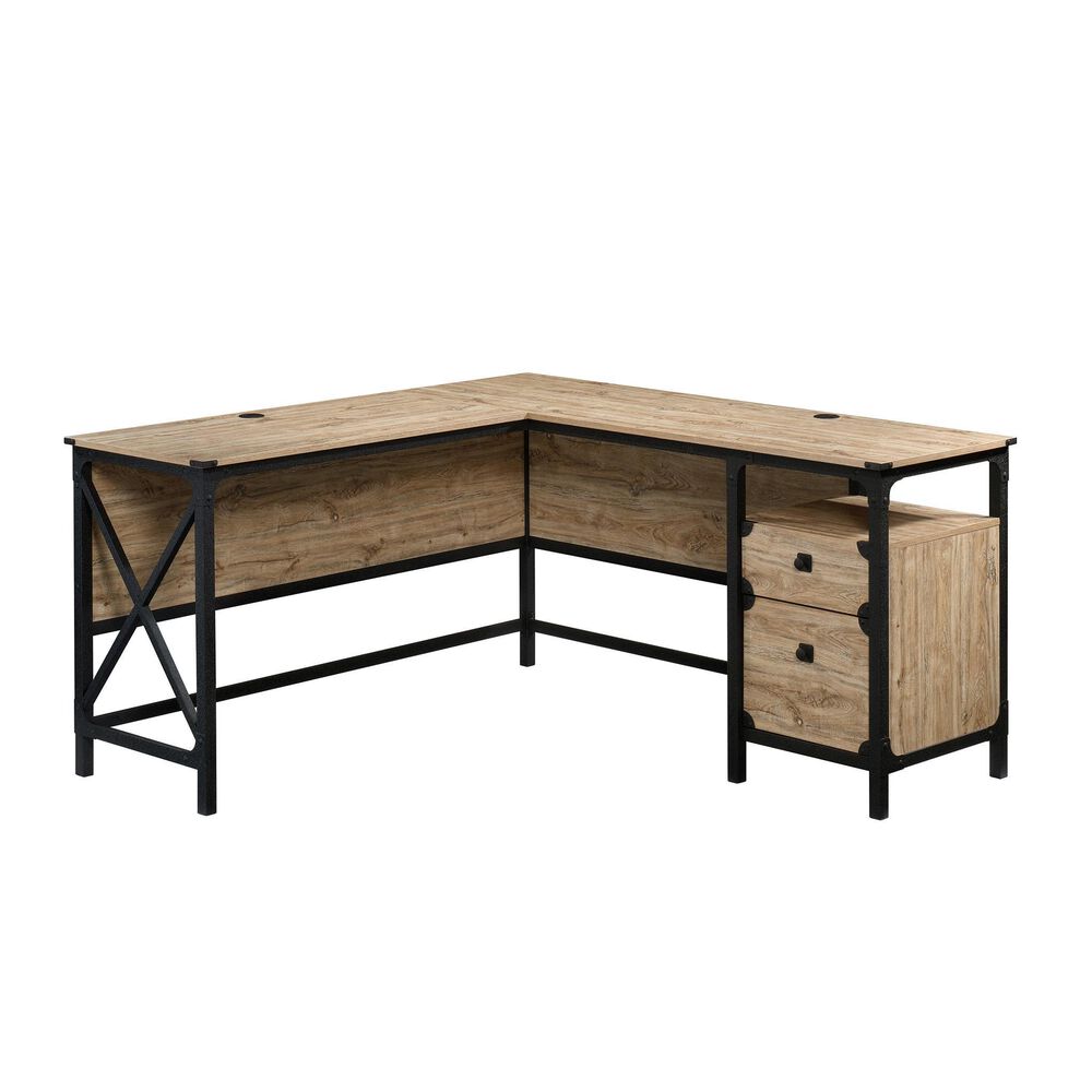 Sauder Steel River L-Shaped Desk in Milled Mesquite, , large