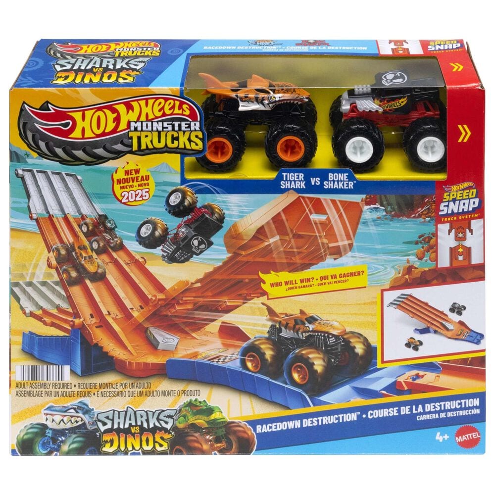 Hot Wheels Monster Trucks Racedown Destruction Track Set in Multicolor, , large