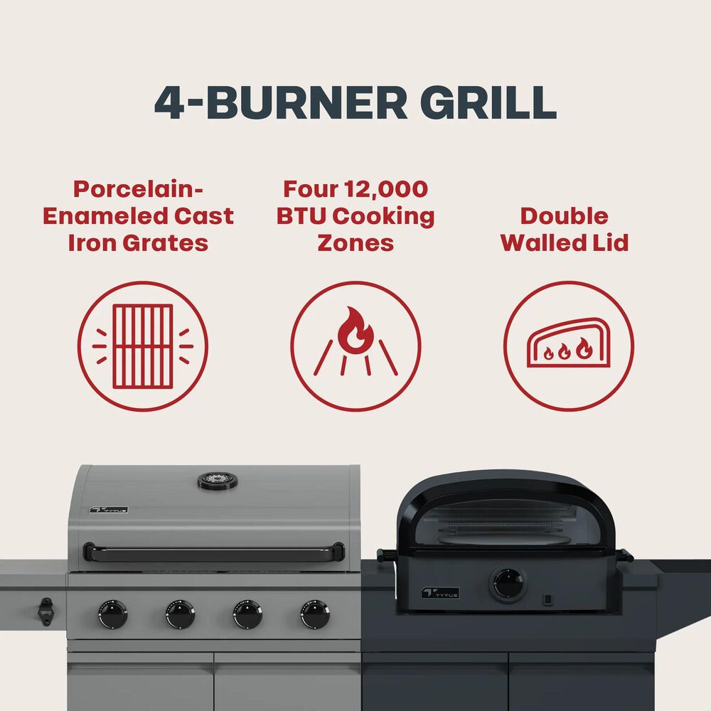 Tytus 4-Burner Gas grill w/ Pizza Oven in Gunmetal Gray, , large