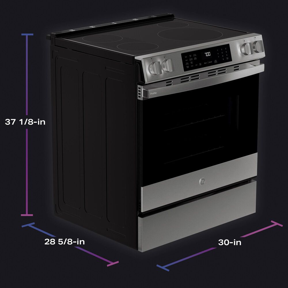 GE Profile 2-Piece Kitchen Package with 30" Smart Slide-In Electric Range and Over-the-Range Sensor Microwave Oven in Stainless Steel, , large