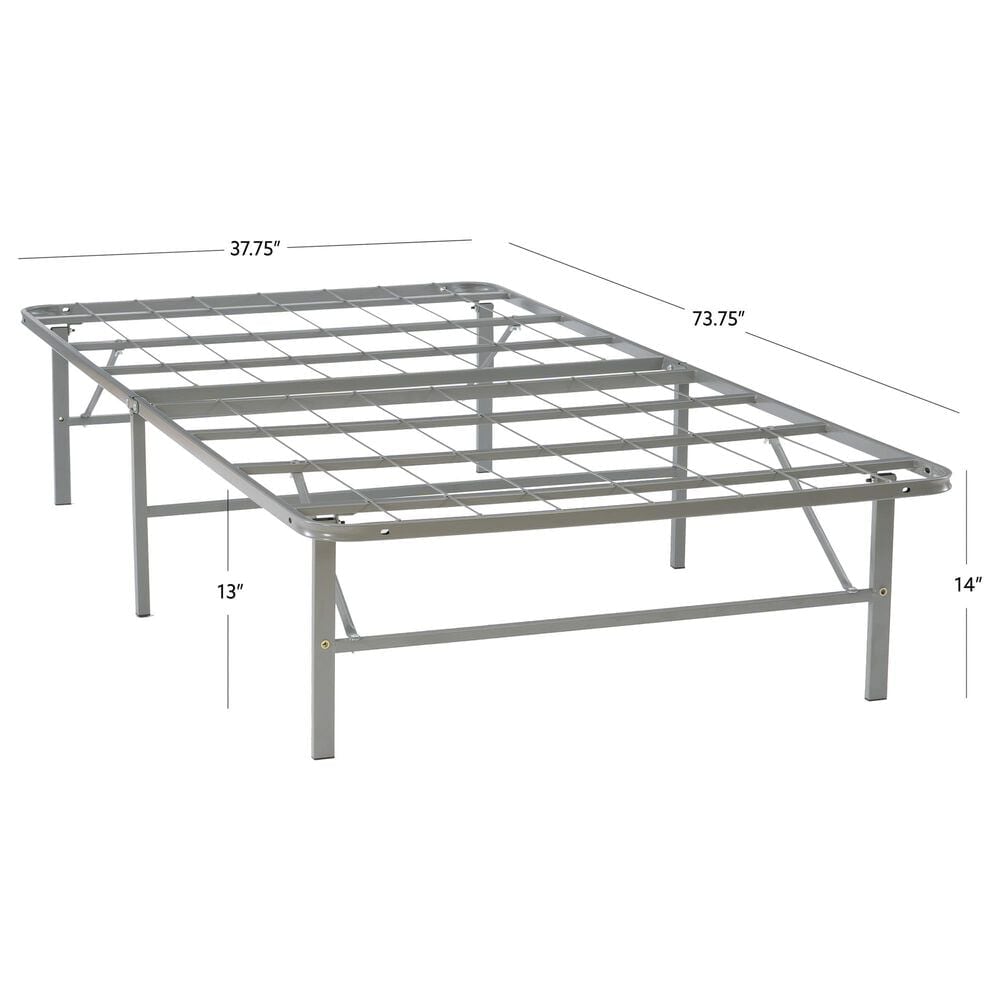Linon Home Decor Franson Twin Folding Platform Bed Frame in Dark Pewter, , large