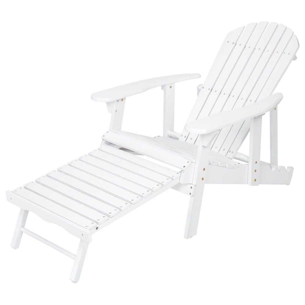 Hearth and Haven Maliu Outdoor Folding Adirondack Chair with Extendable Leg in White, , large