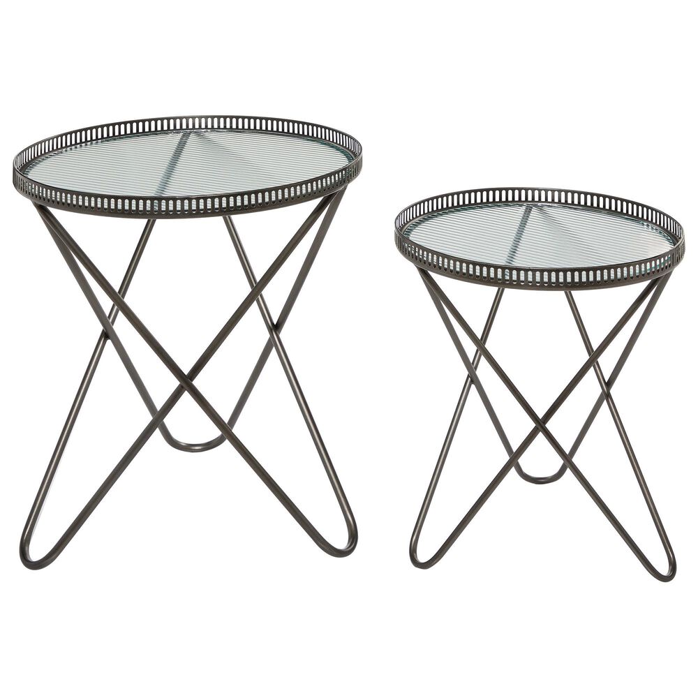 Uma Enterprises Accent Table in Dark Silver (Set of 2), , large