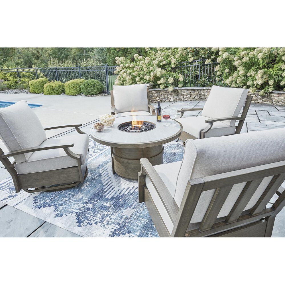 Ashley Rainier Ranch Round Fire Pit Table in Beige, , large