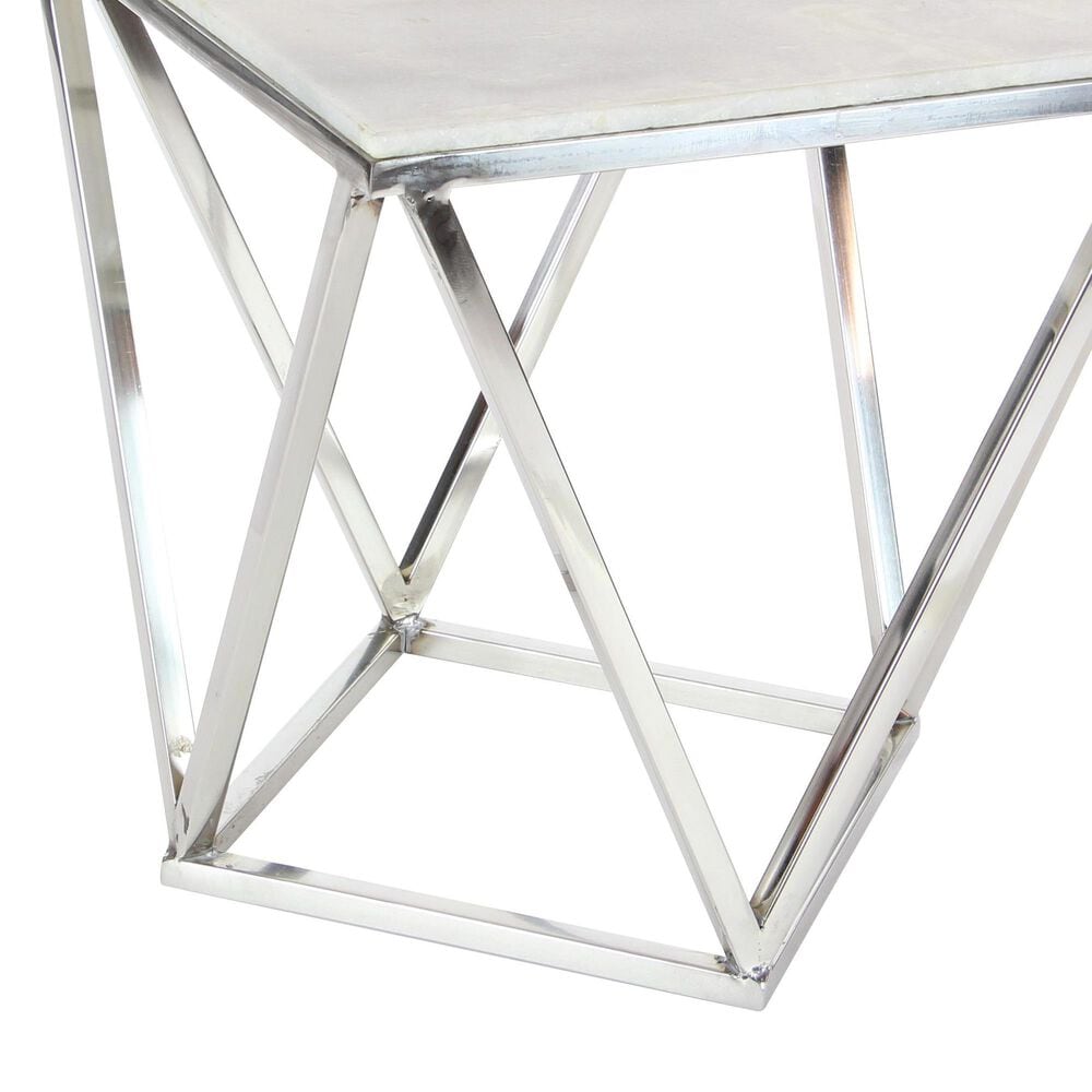 Maple and Jade Geometric Accent End Table in Silver and White, , large