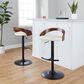 LumiSource Grotto Swivel Barstool with Cream Faux Leather Upholstery in Black and Walnut (Set of 2), , large