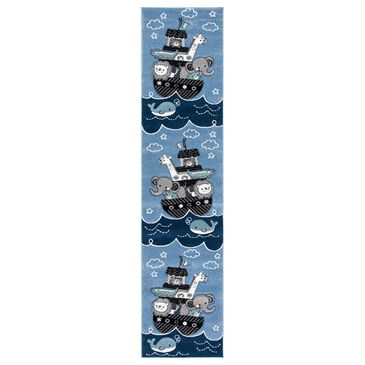 Safavieh Carousel Animals 2"3" x 10" Blue and Grey Kids Runner, , large