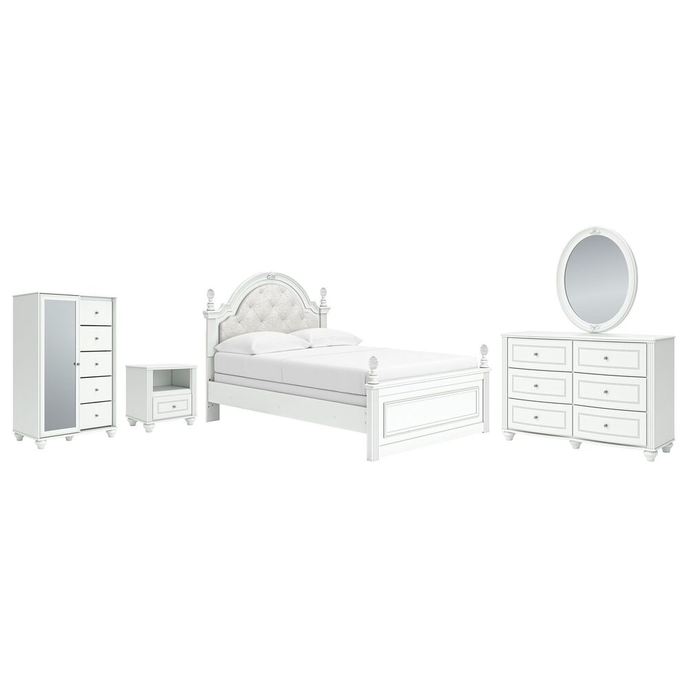 Ashley Kozlani 5-Piece Full Panel Bedroom Set in Matte White, , large
