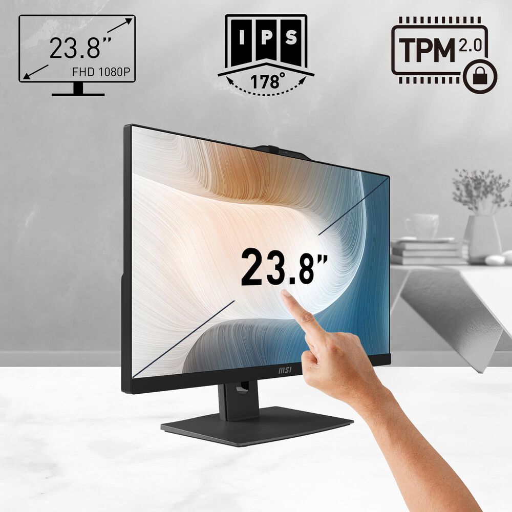MSI 23.8&quot; Modern AM242 All-in-One Desktop | Intel Core 7-150U - 32GB RAM - Intel Graphics - 1TB SSD in Black, , large