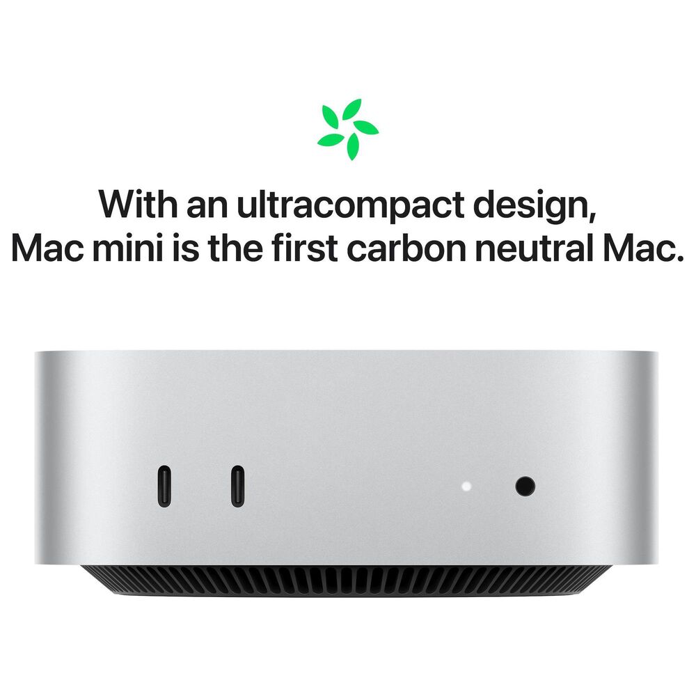 Apple Mac mini Desktop - Apple M4 Pro chip - 12-core CPU - 24GB RAM - 16-core GPU - 512GB SSD in Silver with 3-Year AppleCare+, , large