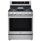 LG 2-Piece Kitchen Package with 6.3 Cu. Ft. Smart Freestanding Gas Range and 2.1 Cu. Ft. Smart Over-the-Range Microwave in Printproof Stainless Steel, , large