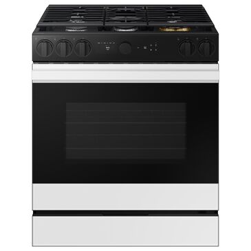 Samsung Bespoke Bespoke 6.0 Cu. Ft. Smart Slide-In Gas Range with Non-stick Griddle and 18K BTU Brass Burner in White Glass, , large