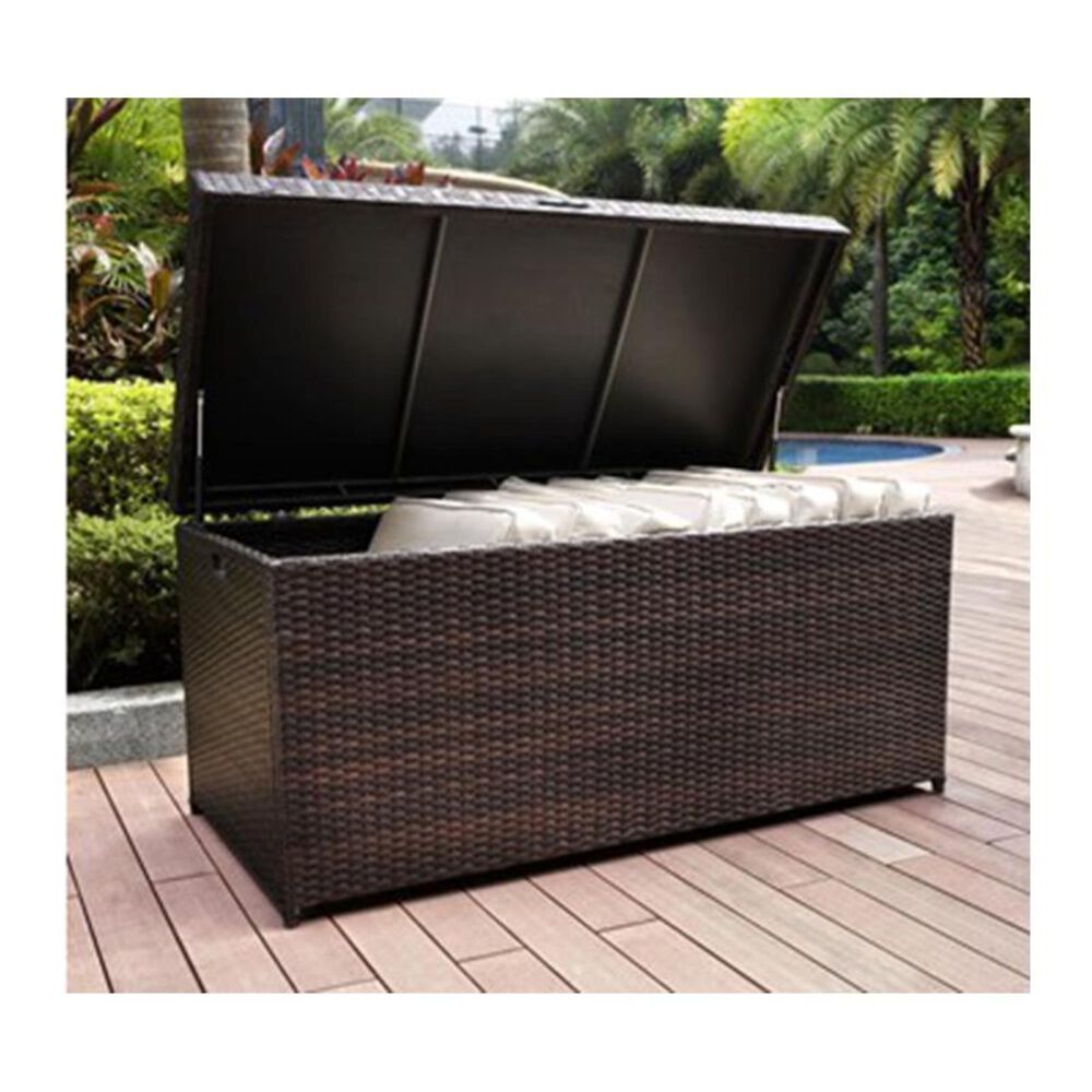 Firefly Palm Harbor Outdoor Wicker Storage Deck Box in Dark Brown, , large
