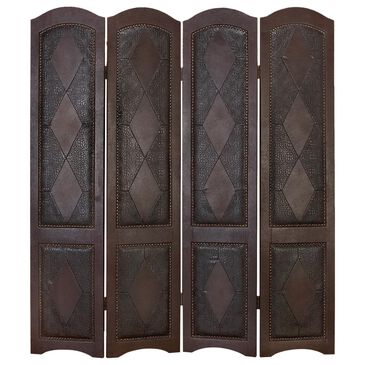 Maple and Jade Traditional Faux Leather Covering Room Divider Screen in Brown, , large