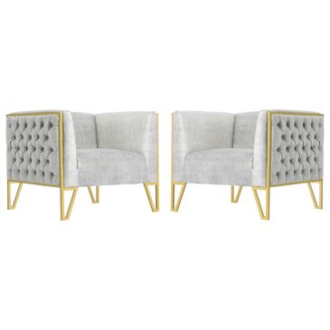 Dayton Vector Accent Chair in Grey Velvet (Set of 2), , large