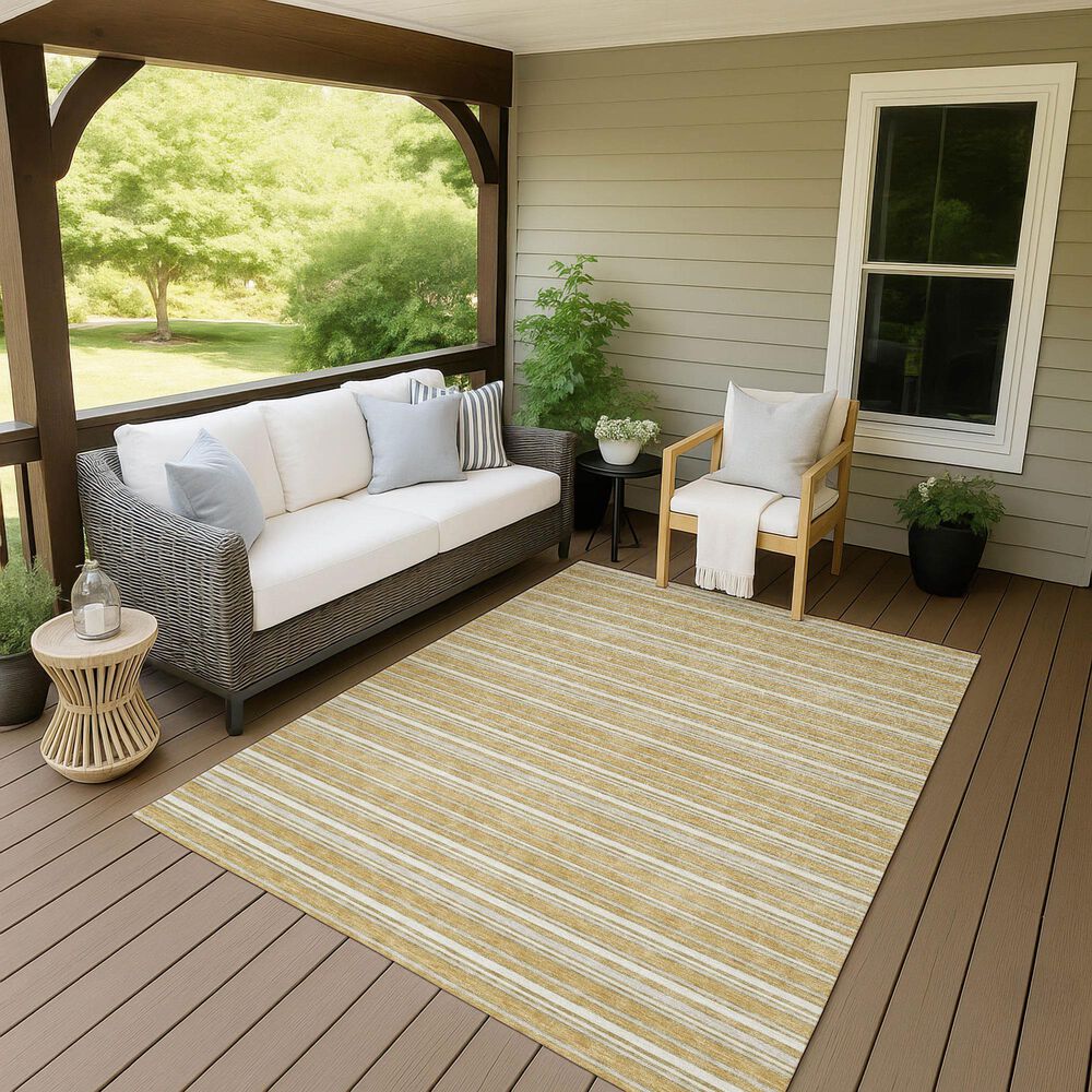 Dalyn Rug Company Soft Essentials Striped Gold 9' x 12' Indoor/Outdoor Area Rug, , large