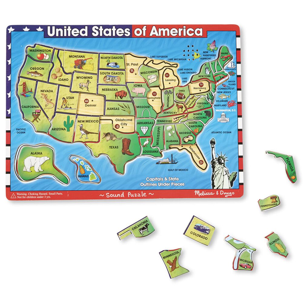 Melissa &amp; Doug 40-Piece United States of America Sound Puzzle Set, , large