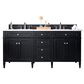 James Martin Vanities Brittany 72" Double Bathroom Vanity in Black Onyx with 3 cm Carrara White Marble Top and Rectangle Sinks, , large