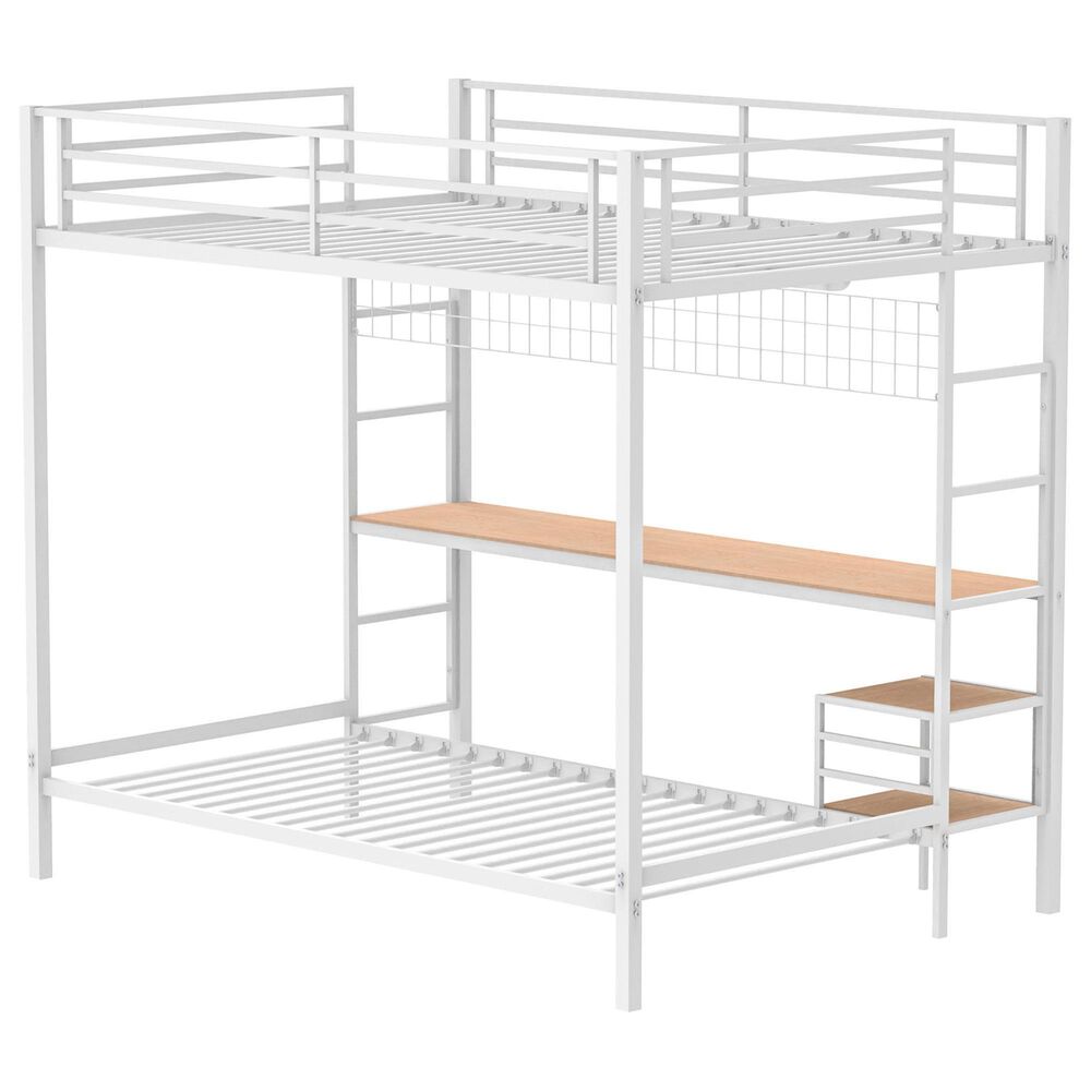 Pacific Landing Bettoni Full Over Twin Bunk Bed in Matte White, , large