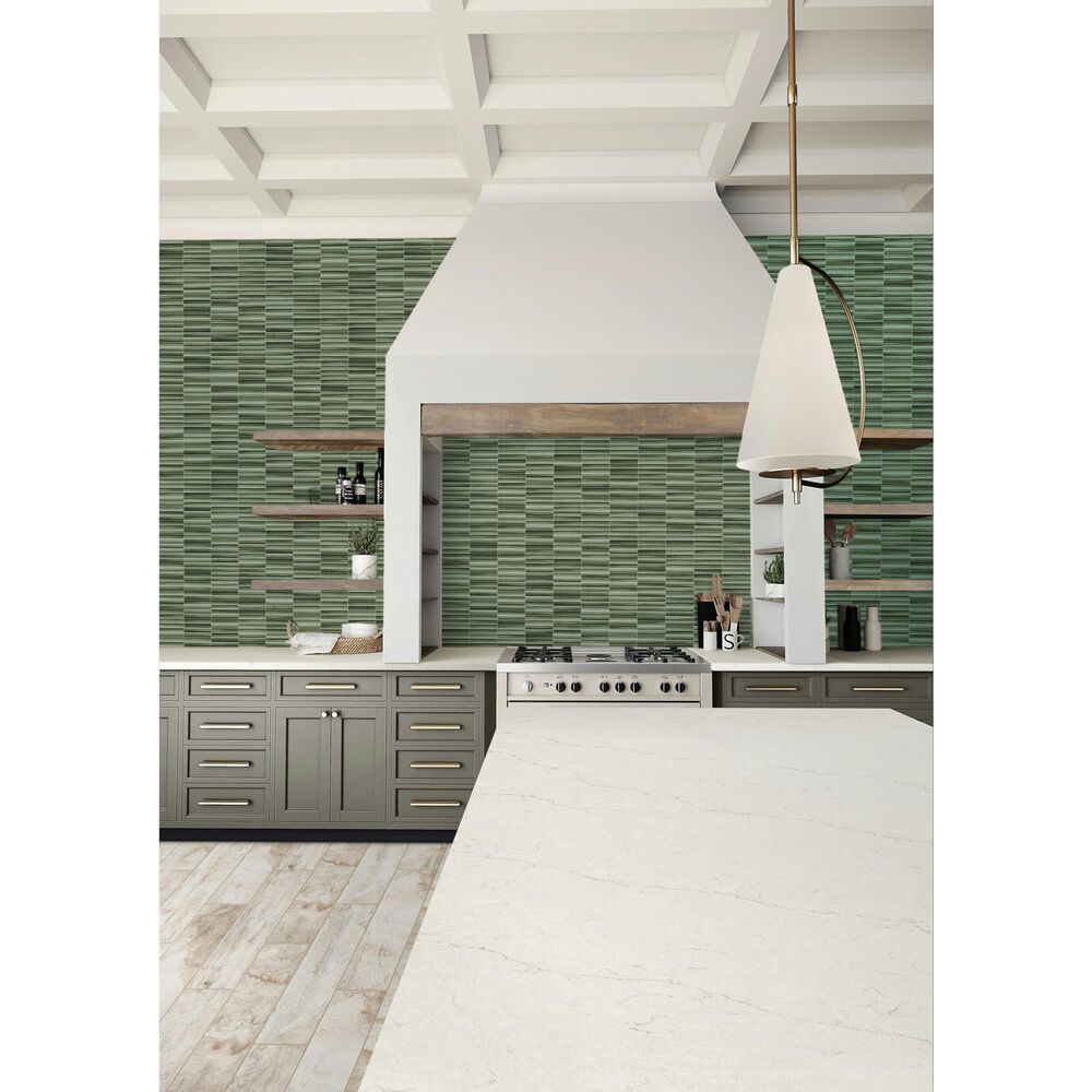 Dal-Tile Artefino Vintage Verdelite 1" x 6" Pencil Fluted on 11" x 12" Porcelain Mosaic Sheet, , large