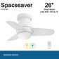 Minka-Aire Spacesaver 26" Ceiling Fan with LED Light in White, , large