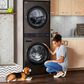 LG Single Unit Front Load LG WashTower with Center Control 4.5 Cu. Ft. Washer and 7.4 Cu. Ft. Gas Dryer in Black Stainless Steel, , large