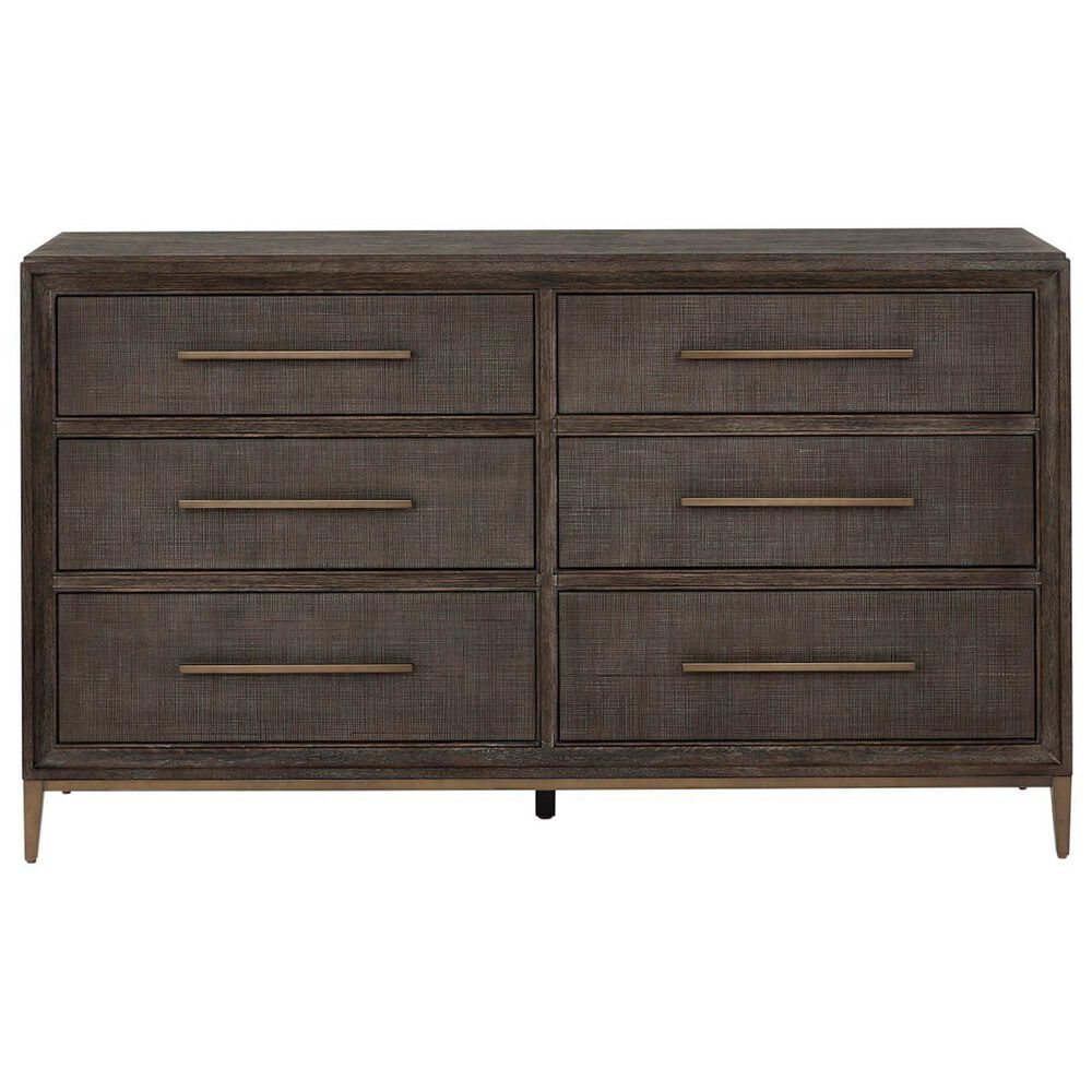 Furniture Worldwide Montclair 6-Drawer Dresser Only in Cocoa and Smoked Gold, , large