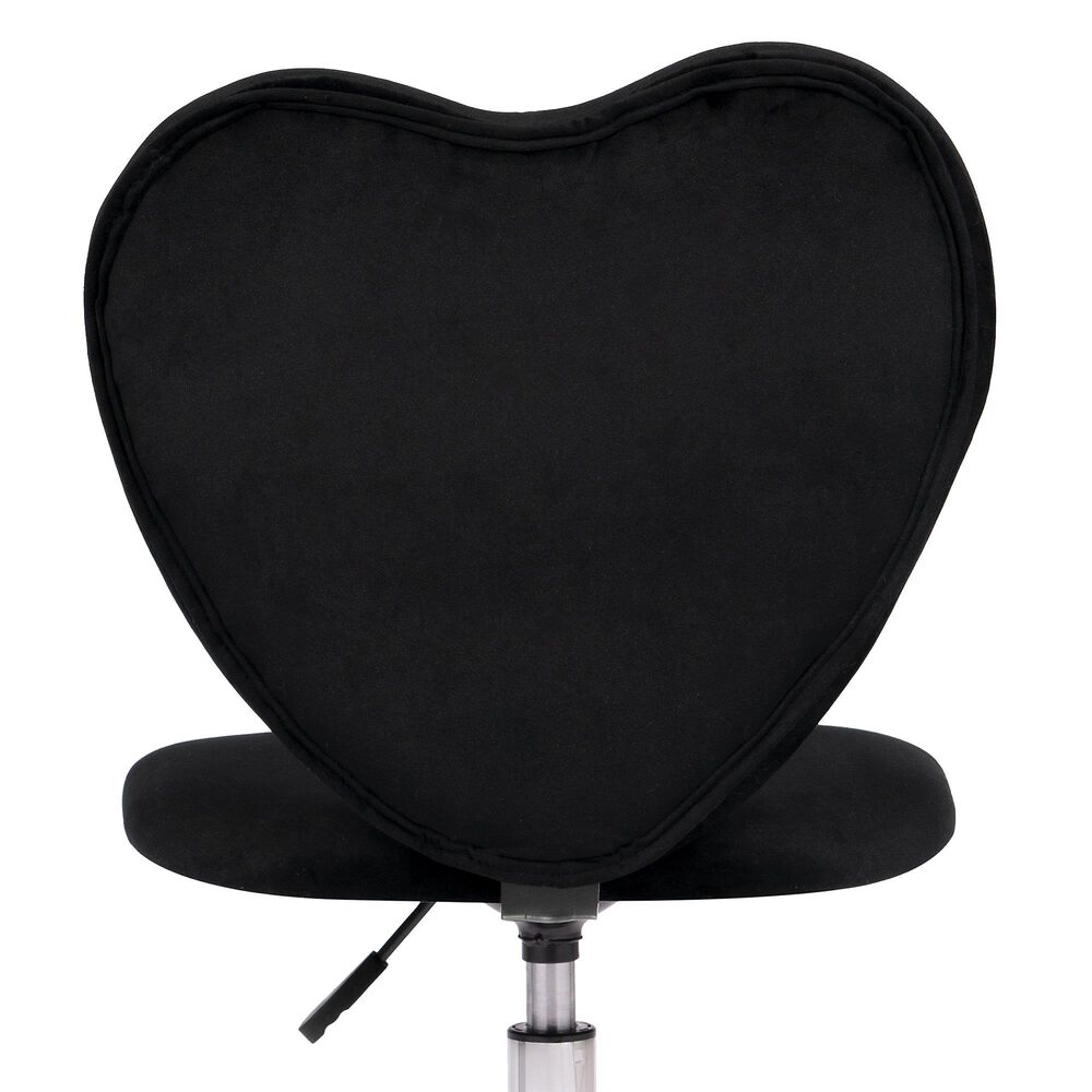 Impressions Vanity Heart Swivel Vanity Chair with Black Cushion in Matte Silver, , large